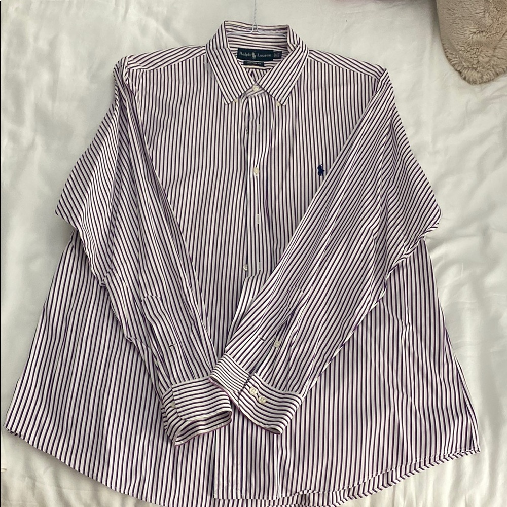 Ralph Lauren Casual Button Down Shirt White and Purple